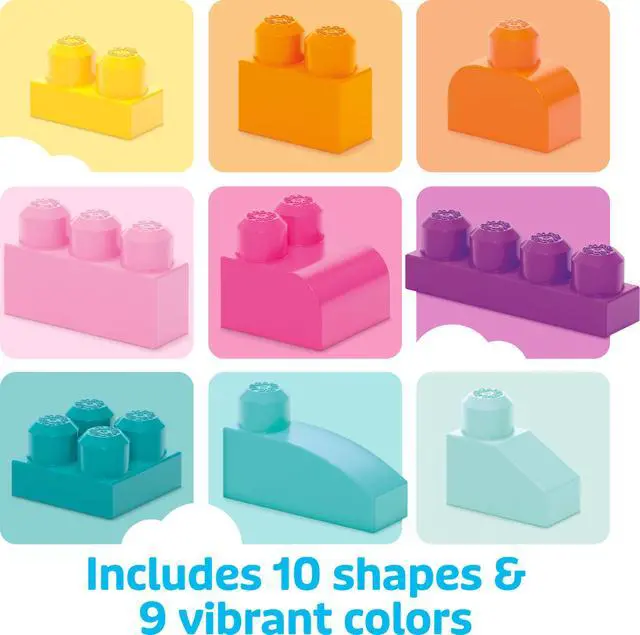 Alt view image 6 of 7 - First Builders Toddler Blocks Toys Set, Big Building Bag Collection with 80 Pieces and Storage, Pink, Ages 1+ Years