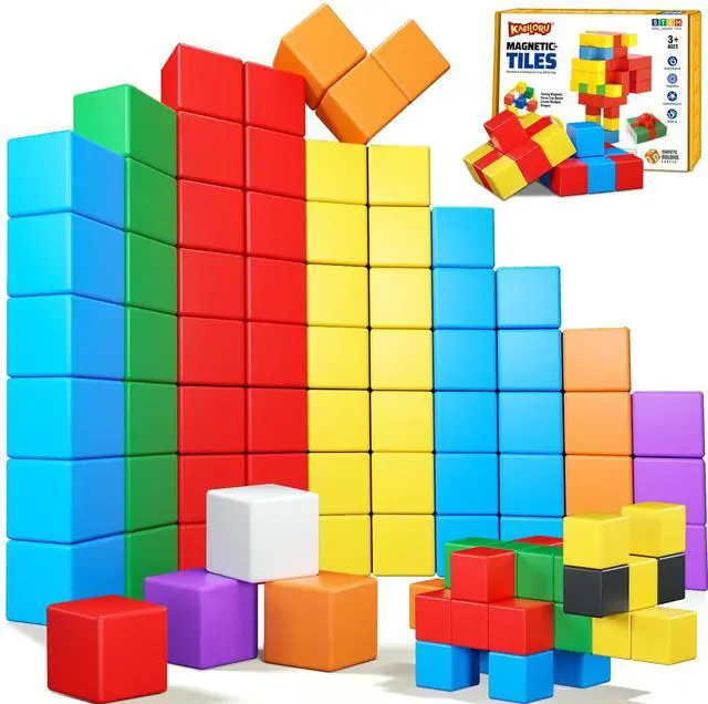Main image of Magnetic Blocks,32PCS Magnetic Building Blocks for Toddlers Age 3-5 Magnet Cubes Toys STEM Educational Sensory Montessori Toys 1-3 Christmas Birthday Gifts for Kids Ages 3 4 5 6 Year Old Boys Girls