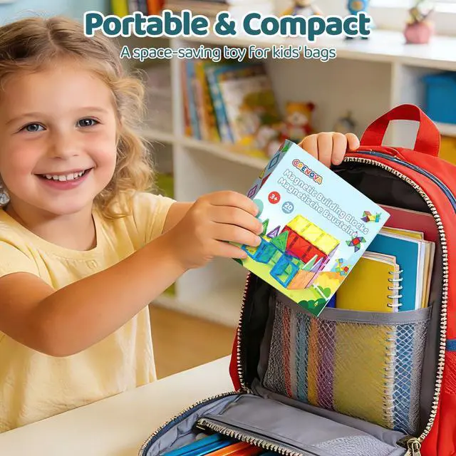 Alt view image 3 of 7 - Magnetic Tiles Toddler Magnet Toys, Mini Magnetic Building Blocks for Kids Ages 3+ Travel Set, Educational Toy for Boys Girls Sensory Play Preschool Learning Classroom Must Haves