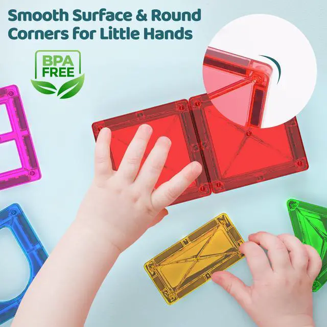 Alt view image 7 of 7 - Magnetic Tiles Toddler Magnet Toys, Mini Magnetic Building Blocks for Kids Ages 3+ Travel Set, Educational Toy for Boys Girls Sensory Play Preschool Learning Classroom Must Haves