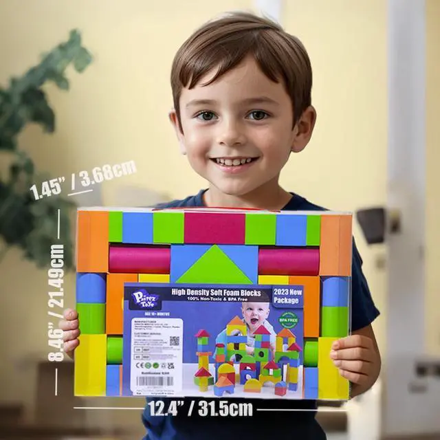 Alt view image 7 of 7 - Foam Building Blocks for Toddlers 2-4, 41 Pieces EVA Soft Stacking Blocks, Baby Bath Foam Toy Set, Early Learning Construction Toys & Gifts for Kids, Boys & Girls 18+ Months