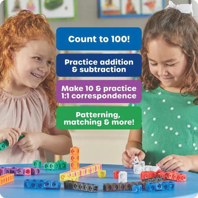 Alt view image 3 of 7 - MathLink Cubes - Set of 100 Cubes, Ages 5+ Kindergarten, STEM Activities, Math Manipulatives, Homeschool Supplies, Teacher Supplies