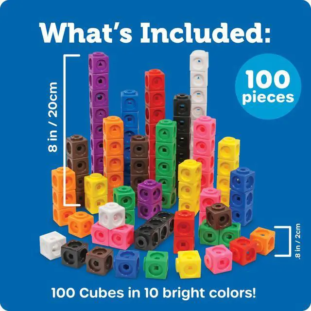 Alt view image 6 of 7 - MathLink Cubes - Set of 100 Cubes, Ages 5+ Kindergarten, STEM Activities, Math Manipulatives, Homeschool Supplies, Teacher Supplies