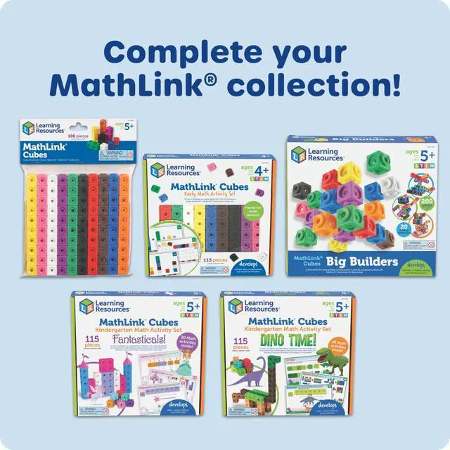 Alt view image 7 of 7 - MathLink Cubes - Set of 100 Cubes, Ages 5+ Kindergarten, STEM Activities, Math Manipulatives, Homeschool Supplies, Teacher Supplies
