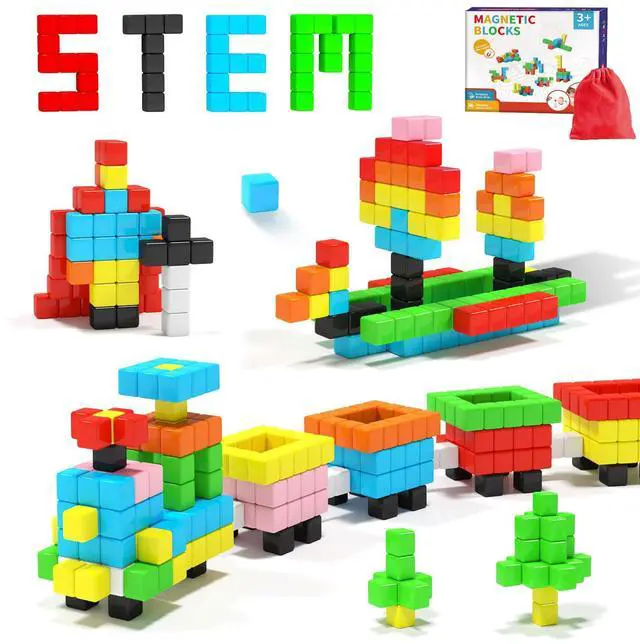 Main image of 40pcs Magnetic Blocks -Ideal Gifts for 3 4 5 6 Year Old,STEM Learning Toys for 3-5 Year Old Boys & Girls, Safe & Strong Building Blocks with ASMR Sounds,Classroom Must Haves