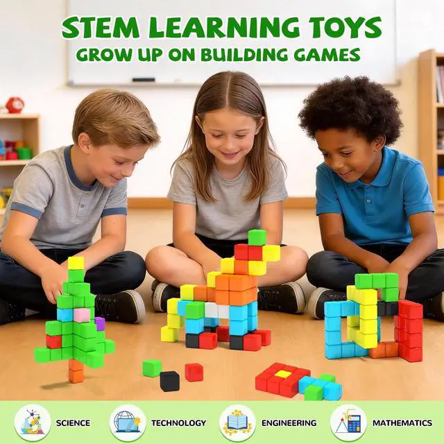 Alt view image 4 of 7 - 40pcs Magnetic Blocks -Ideal Gifts for 3 4 5 6 Year Old,STEM Learning Toys for 3-5 Year Old Boys & Girls, Safe & Strong Building Blocks with ASMR Sounds,Classroom Must Haves