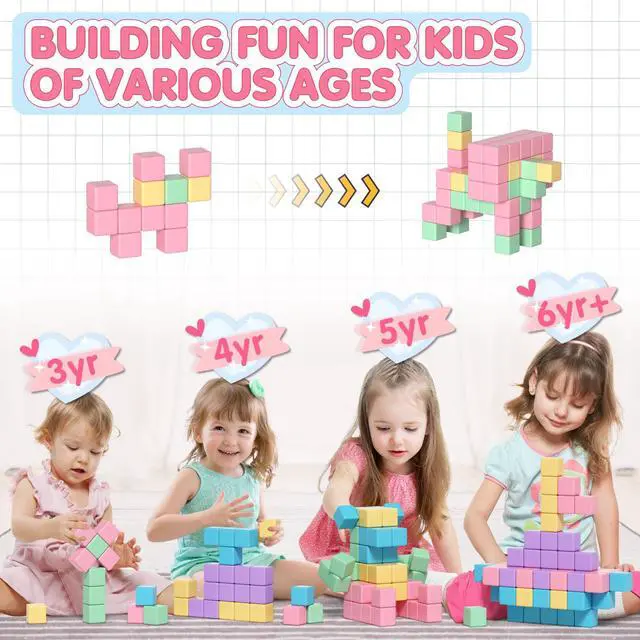 Alt view image 3 of 5 - 32pcs Magnetic Blocks Building Cubes for Toddlers, Classroom Must Haves Creative Learning Kids Gifts, Preschool Montessori Sensory Autism Magnet Toys for Boys and Girls Ages 3 4 5 6