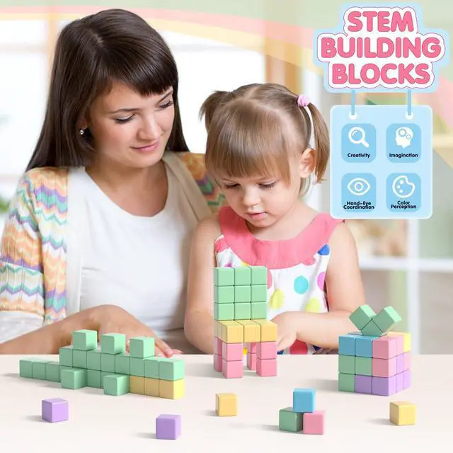 Alt view image 4 of 5 - 32pcs Magnetic Blocks Building Cubes for Toddlers, Classroom Must Haves Creative Learning Kids Gifts, Preschool Montessori Sensory Autism Magnet Toys for Boys and Girls Ages 3 4 5 6