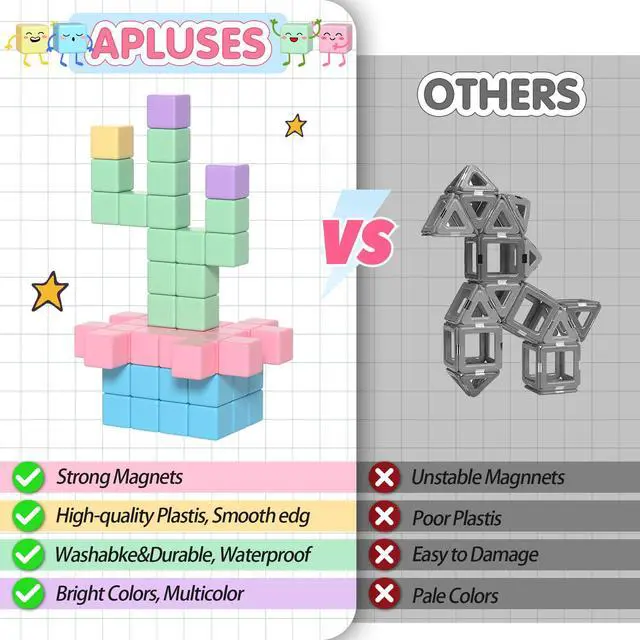 Alt view image 5 of 5 - 32pcs Magnetic Blocks Building Cubes for Toddlers, Classroom Must Haves Creative Learning Kids Gifts, Preschool Montessori Sensory Autism Magnet Toys for Boys and Girls Ages 3 4 5 6