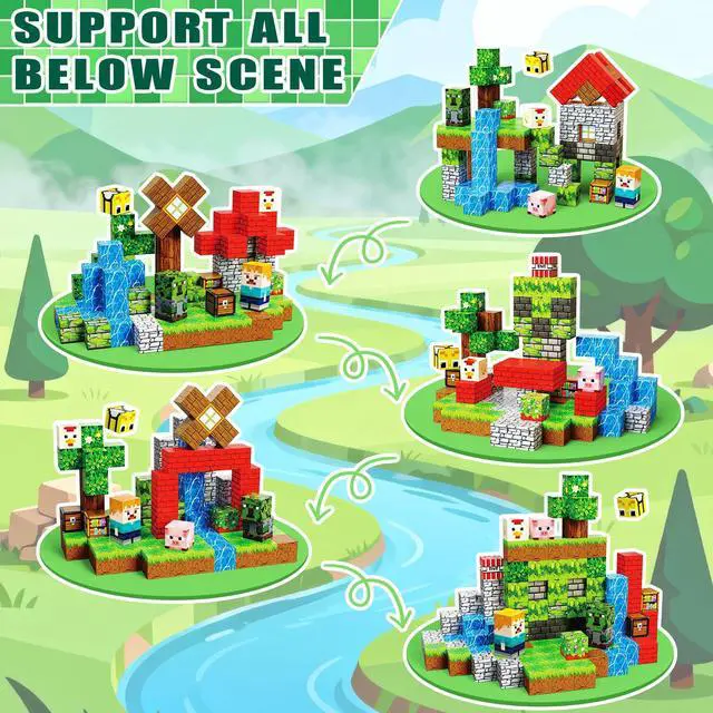 Alt view image 4 of 7 - Magnetic Blocks Toys for Kids, 100PCS Magnetic Building Blocks, Magnetic Cubes, Sensory Stacking Toys for STEM Constructions Magnet Blocks for Boys Girls Age 4 5 6 7 8-12 Birthday Gifts