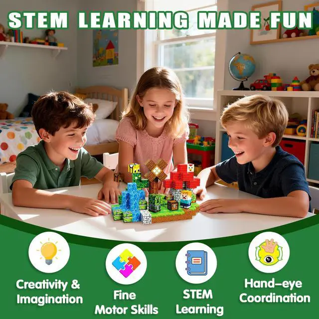 Alt view image 7 of 7 - Magnetic Blocks Toys for Kids, 100PCS Magnetic Building Blocks, Magnetic Cubes, Sensory Stacking Toys for STEM Constructions Magnet Blocks for Boys Girls Age 4 5 6 7 8-12 Birthday Gifts