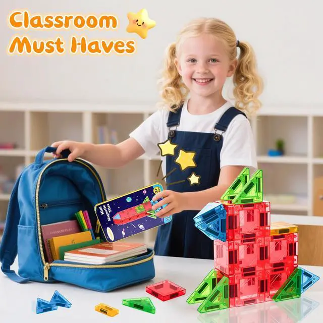 Alt view image 3 of 7 - Magnetic Tiles Magnetic Blocks Building Toy: Portable Mini Magnetic Tiles Travel Set 32 Pieces Montessori Toys Birthday Gift for Kids Girls and Boys Ages 3-12 Years Old Preschool Classroom Must Haves