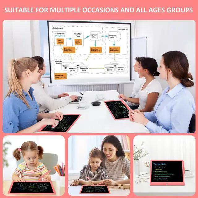 Alt view image 2 of 7 - Toys for 3 4 5 6 7 8 Years Old Girls Boys, LCD Writing Tablet 15 Inch Doodle Board, Electronic Drawing Pads Drawing Tablet, Educational Birthday Gift for 3-6 Years Old Kids Toddler (Pink)