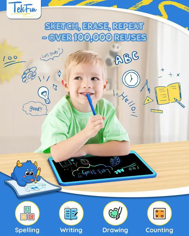 Alt view image 2 of 6 - Kids Toys Gifts for 3+ Years Old Boys Girls Toddler, 12inch LCD Writing Tablet Erasable Drawing Tablet Writing Pads, Kids Travel Toys Boys Girls Birthday Gifts Age 3 4 5 6 7 (Blue)