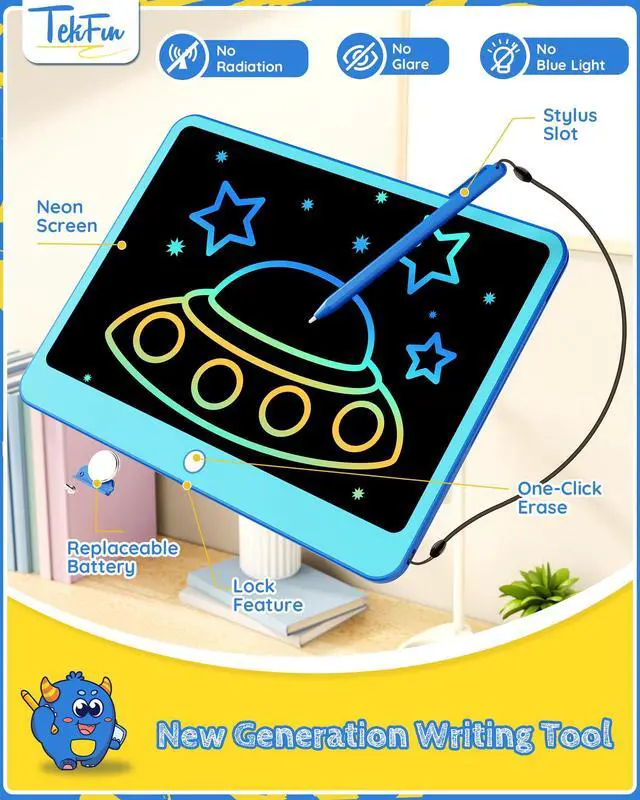 Alt view image 3 of 6 - Kids Toys Gifts for 3+ Years Old Boys Girls Toddler, 12inch LCD Writing Tablet Erasable Drawing Tablet Writing Pads, Kids Travel Toys Boys Girls Birthday Gifts Age 3 4 5 6 7 (Blue)