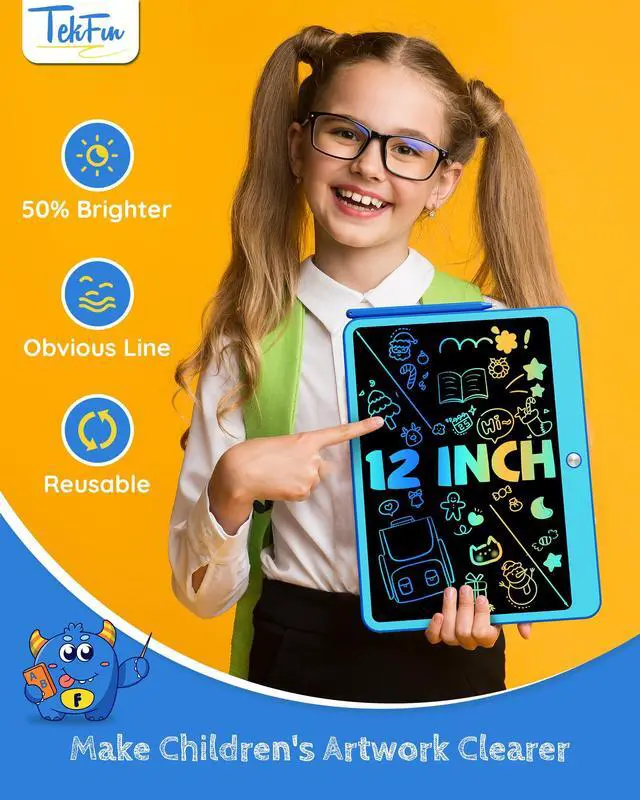 Alt view image 4 of 6 - Kids Toys Gifts for 3+ Years Old Boys Girls Toddler, 12inch LCD Writing Tablet Erasable Drawing Tablet Writing Pads, Kids Travel Toys Boys Girls Birthday Gifts Age 3 4 5 6 7 (Blue)