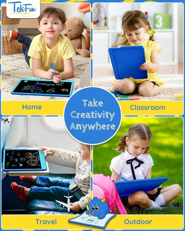 Alt view image 5 of 6 - Kids Toys Gifts for 3+ Years Old Boys Girls Toddler, 12inch LCD Writing Tablet Erasable Drawing Tablet Writing Pads, Kids Travel Toys Boys Girls Birthday Gifts Age 3 4 5 6 7 (Blue)