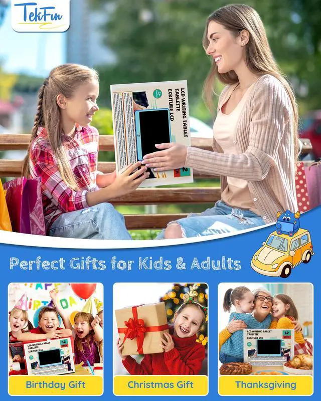 Alt view image 6 of 6 - Kids Toys Gifts for 3+ Years Old Boys Girls Toddler, 12inch LCD Writing Tablet Erasable Drawing Tablet Writing Pads, Kids Travel Toys Boys Girls Birthday Gifts Age 3 4 5 6 7 (Blue)