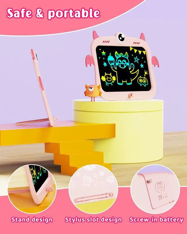 Alt view image 2 of 6 - Girls Toys 4-5, 8.5inch Mess Free Coloring for Toddlers, Colorful Drawing Tablet Doodle Board, Toddler Travel Essential Kids Toys for Ages 2-4 Girl Birthday Gift - Pink