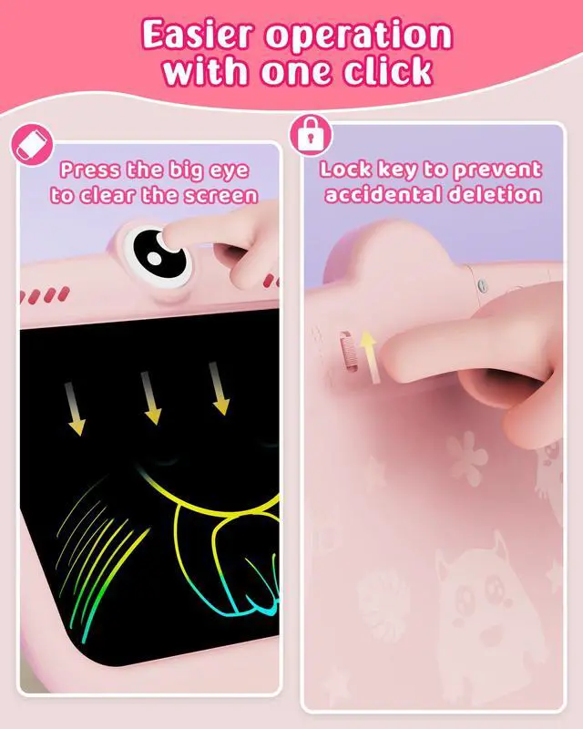 Alt view image 3 of 6 - Girls Toys 4-5, 8.5inch Mess Free Coloring for Toddlers, Colorful Drawing Tablet Doodle Board, Toddler Travel Essential Kids Toys for Ages 2-4 Girl Birthday Gift - Pink