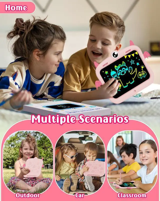 Alt view image 6 of 6 - Girls Toys 4-5, 8.5inch Mess Free Coloring for Toddlers, Colorful Drawing Tablet Doodle Board, Toddler Travel Essential Kids Toys for Ages 2-4 Girl Birthday Gift - Pink