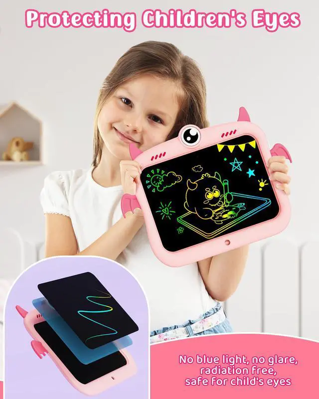 Alt view image 4 of 6 - Girls Toys 4-5, 8.5inch Mess Free Coloring for Toddlers, Colorful Drawing Tablet Doodle Board, Toddler Travel Essential Kids Toys for Ages 2-4 Girl Birthday Gift - Pink