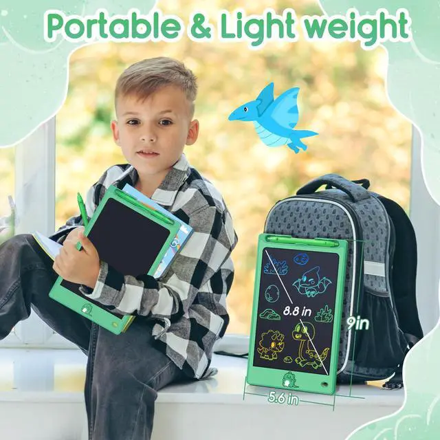 Alt view image 7 of 7 - Toys LCD Writing Tablet Toddler,Toys for Boys Girls 3 4 5 6 7 8year,8.8 Inch 1pcs in 1 Pack Drawing Pad Toy Easter Basket Stuffers for Kids,Drawing Tablet Doodle Board Cute Dinosaur