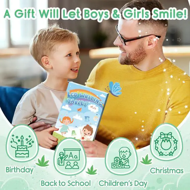 Alt view image 6 of 7 - Toys LCD Writing Tablet Toddler,Toys for Boys Girls 3 4 5 6 7 8year,8.8 Inch 1pcs in 1 Pack Drawing Pad Toy Easter Basket Stuffers for Kids,Drawing Tablet Doodle Board Cute Dinosaur