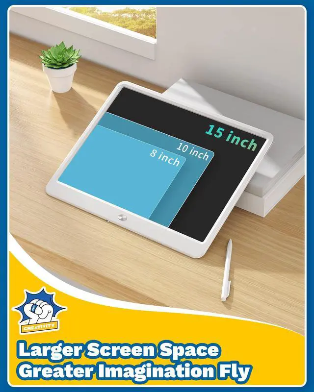 Alt view image 2 of 7 - Easter Gifts for Kids, 15inch LCD Writing Tablet Drawing Board, Teen Girl Boy Gifts Age 8 and Up, Birthday Gifts for All Age Groups, Erasable Writing Tablet for Business Meeting (White)