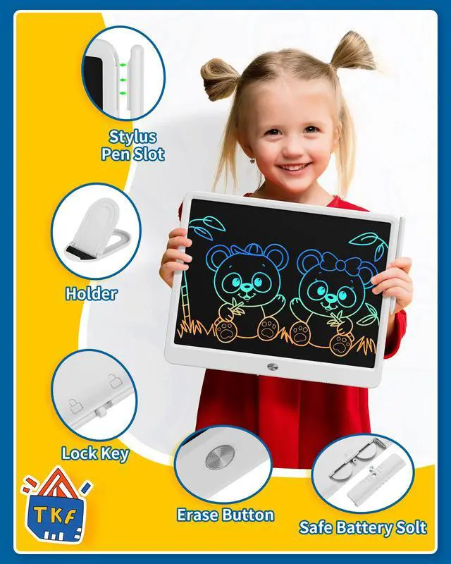 Alt view image 3 of 7 - Easter Gifts for Kids, 15inch LCD Writing Tablet Drawing Board, Teen Girl Boy Gifts Age 8 and Up, Birthday Gifts for All Age Groups, Erasable Writing Tablet for Business Meeting (White)