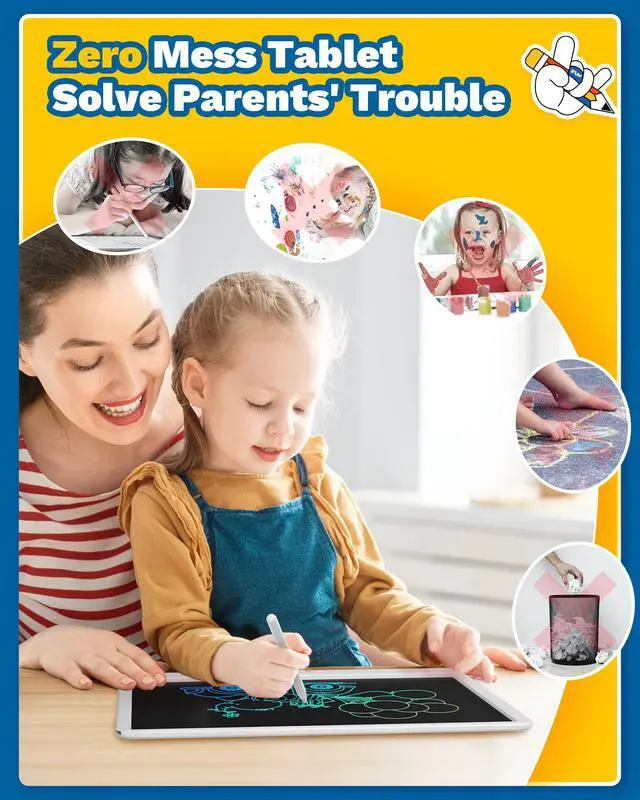 Alt view image 6 of 7 - Easter Gifts for Kids, 15inch LCD Writing Tablet Drawing Board, Teen Girl Boy Gifts Age 8 and Up, Birthday Gifts for All Age Groups, Erasable Writing Tablet for Business Meeting (White)