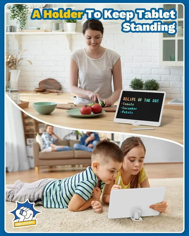 Alt view image 4 of 7 - Easter Gifts for Kids, 15inch LCD Writing Tablet Drawing Board, Teen Girl Boy Gifts Age 8 and Up, Birthday Gifts for All Age Groups, Erasable Writing Tablet for Business Meeting (White)