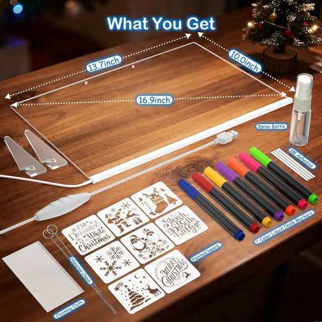 Alt view image 4 of 7 - LED Drawing Board for Kids, 17" Light Up Doodle Board, Reusable Glow in The Dark Drawing Tablet with 7 Colors, Erasable & No Mess Art Toy for Ages 3-12, Best Birthday Gift for Girls Boys (2026 New)