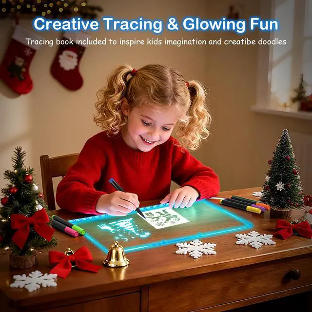 Alt view image 7 of 7 - LED Drawing Board for Kids, 17" Light Up Doodle Board, Reusable Glow in The Dark Drawing Tablet with 7 Colors, Erasable & No Mess Art Toy for Ages 3-12, Best Birthday Gift for Girls Boys (2026 New)