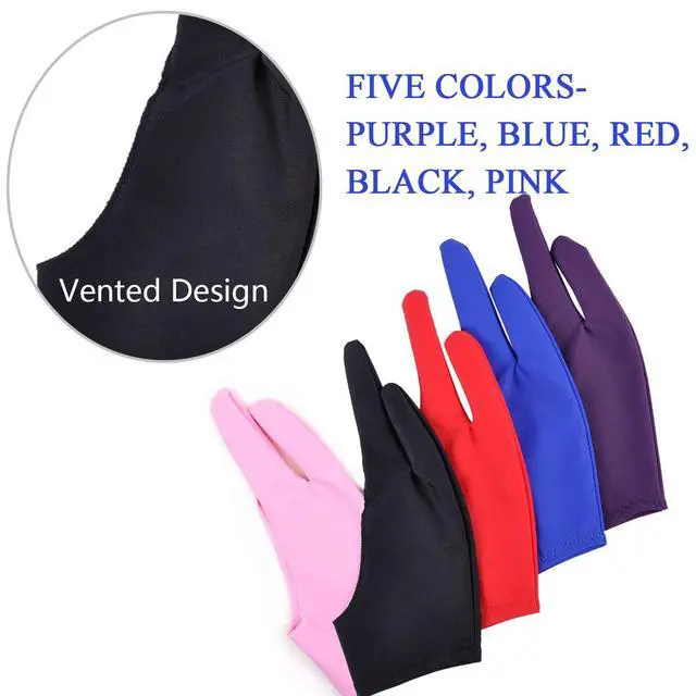 Alt view image 3 of 7 - 5 Pack Artist Glove for Drawing Tablet, Two-Finger Digital Drawing Gloves