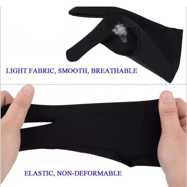 Alt view image 4 of 6 - 4 Pack Digital Drawing Glove, with 2 Pack 3-Layers Palm Rejection Glove, Two-Finger Artist Gloves for Drawing Tablet, for iPad and Paper Sketching, Fits Left and Right Hand
