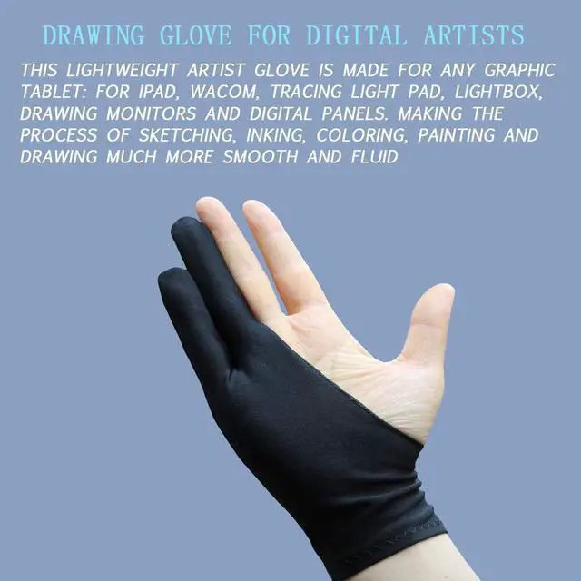 Alt view image 7 of 7 - 5 Pack Artist Glove for Drawing Tablet, Two-Finger Digital Drawing Gloves