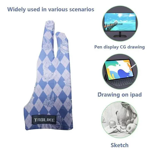 Alt view image 7 of 7 - Artist Drawing Glove, Breathable Two Finger Digital Art Glove 3-Layer Palm Rejection Right/Left Hand Digital Graphic Tablet, Purple, S Size