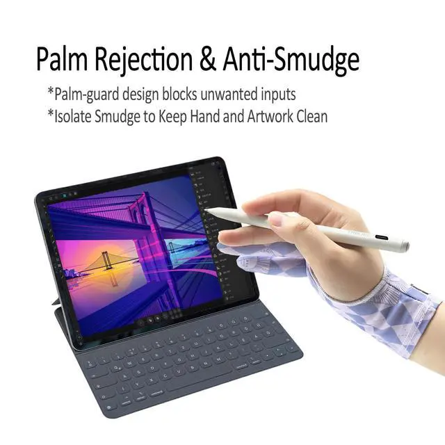 Alt view image 5 of 7 - Artist Drawing Glove, Breathable Two Finger Digital Art Glove 3-Layer Palm Rejection Right/Left Hand Digital Graphic Tablet, Purple, S Size