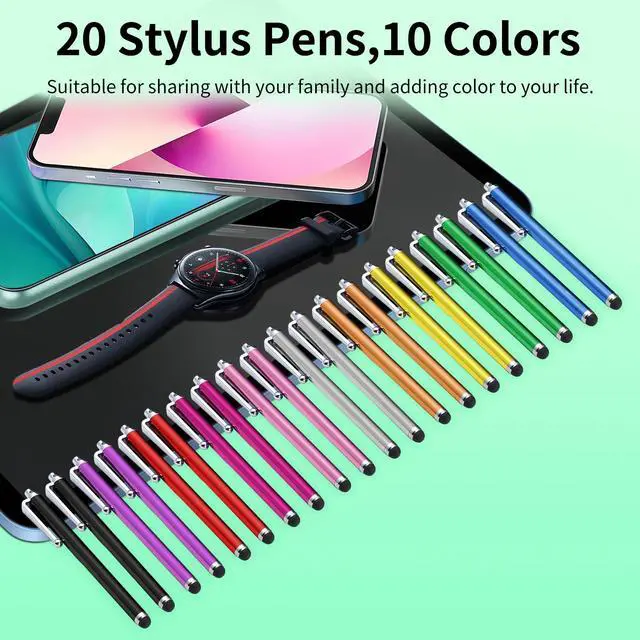 Alt view image 6 of 7 - 20 Pack Stylus Pen,Stylus Pen for Touchscreen High Precision and Sensitivity for Everyday Writing/Drawing,Universal Stylus Compatible with Touch Screens,10 Colors
