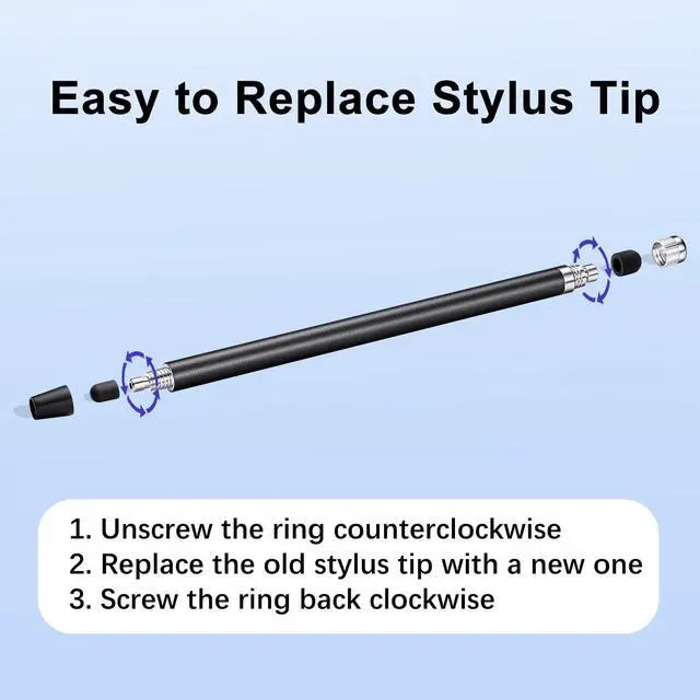 Alt view image 5 of 6 - Stylus Pen for Touchscreen, 3pcs High Sensitivity and Precision Stylus Pen for iPad iPhone Android and All Touch Screens (Black/Silver/Blue)