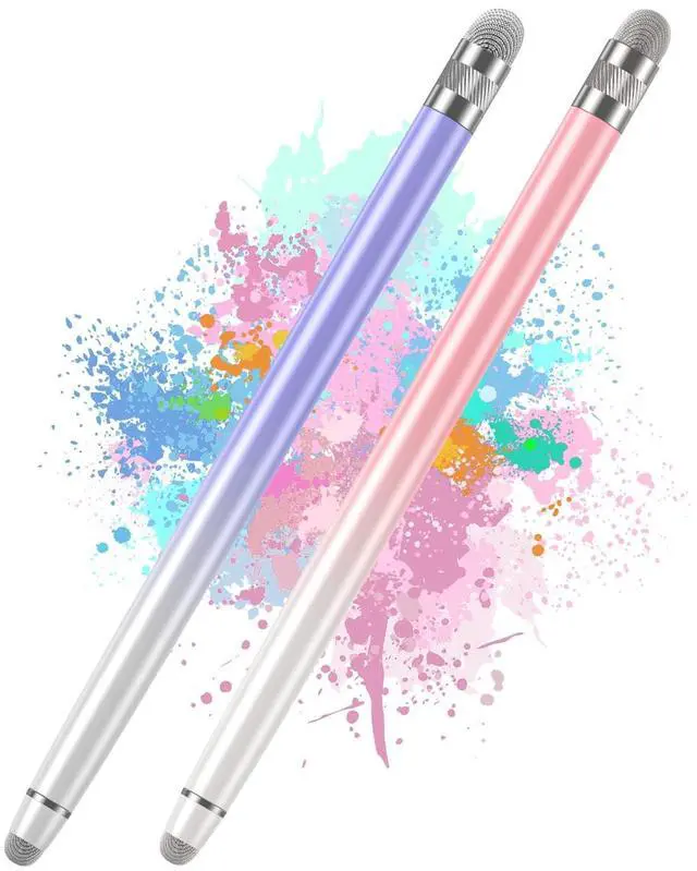 Main image of 2PCS Stylus Pens for Touch Screens,Stylus Pen for iPhone/iPad/Tablet Android/Microsoft Surface,Compatible with Touch Screens(White Pink/White Purple)