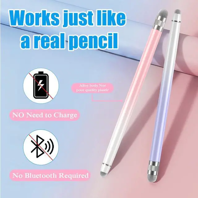 Alt view image 2 of 7 - 2PCS Stylus Pens for Touch Screens,Stylus Pen for iPhone/iPad/Tablet Android/Microsoft Surface,Compatible with Touch Screens(White Pink/White Purple)