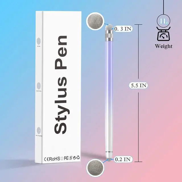 Alt view image 4 of 7 - 2PCS Stylus Pens for Touch Screens,Stylus Pen for iPhone/iPad/Tablet Android/Microsoft Surface,Compatible with Touch Screens(White Pink/White Purple)