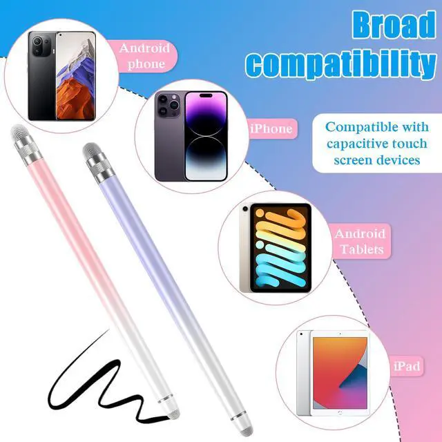 Alt view image 6 of 7 - 2PCS Stylus Pens for Touch Screens,Stylus Pen for iPhone/iPad/Tablet Android/Microsoft Surface,Compatible with Touch Screens(White Pink/White Purple)
