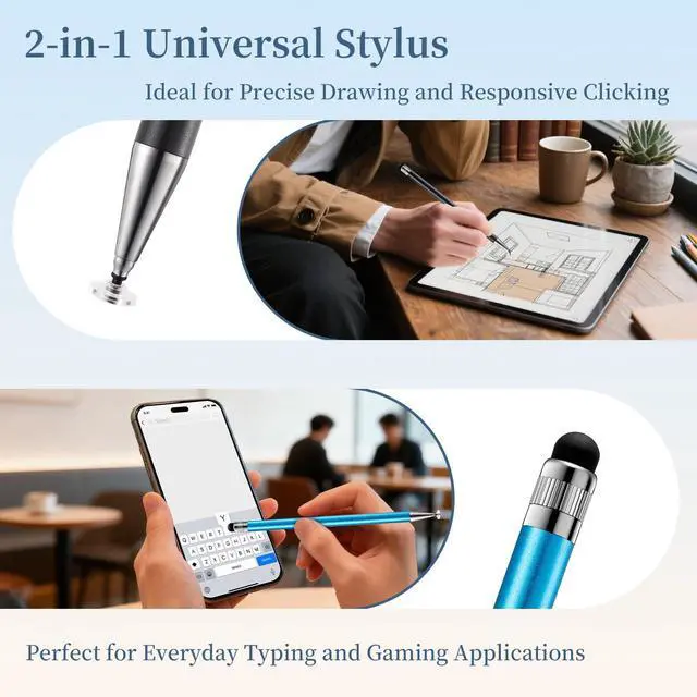 Alt view image 3 of 7 - 2-in-1 Stylus Pen for Touchscreen, 6pcs High Sensitivity and Precision Stylus Pens for iPad iPhone Android Suitable for All Touch Screens