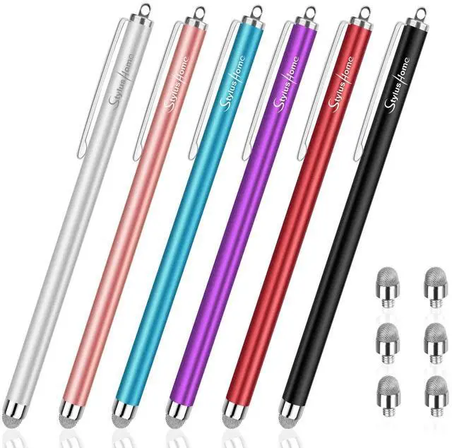 Main image of Stylus Pens for Touch Screens (6 Pcs), Sensitivity Capacitive Stylus Fiber Tips Touch Screen Pen with 6 Extra Replaceable Tips for for iPad iPhone Tablets All Universal Touch Devices