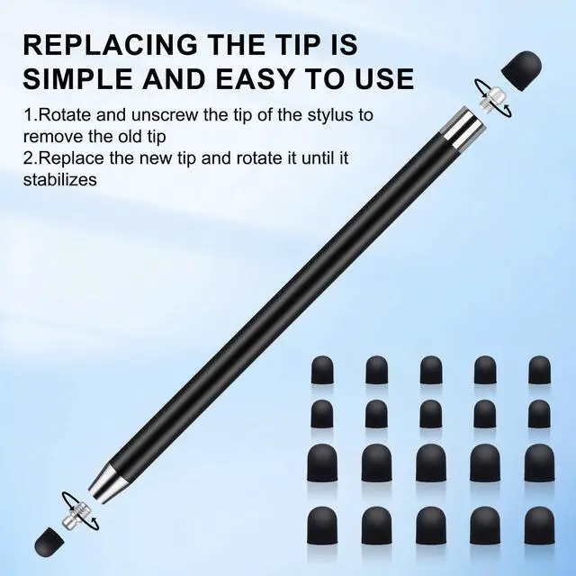 Alt view image 3 of 7 - 10Pack Stylus Pen,Stylus Pens for Touchscreen, 2-in-1High Precision and Sensitivity Stylus Pen for iPad,iPhone,Smartphones,Android and Tablets,All Universal Touch Screen Devices(10Stylus Pen+20 Tips)