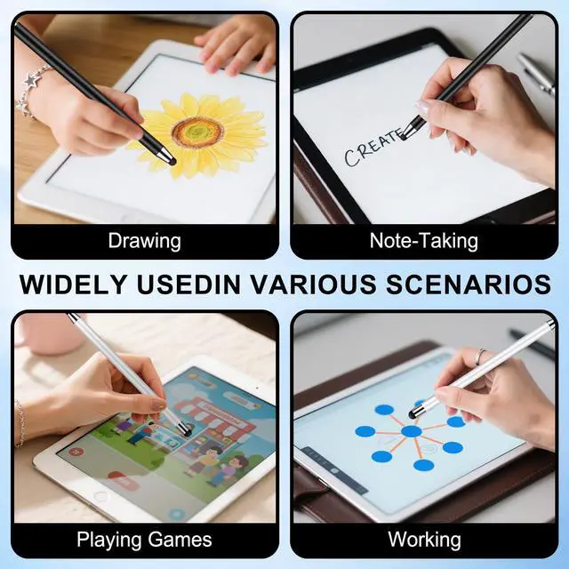 Alt view image 6 of 7 - 10Pack Stylus Pen,Stylus Pens for Touchscreen, 2-in-1High Precision and Sensitivity Stylus Pen for iPad,iPhone,Smartphones,Android and Tablets,All Universal Touch Screen Devices(10Stylus Pen+20 Tips)