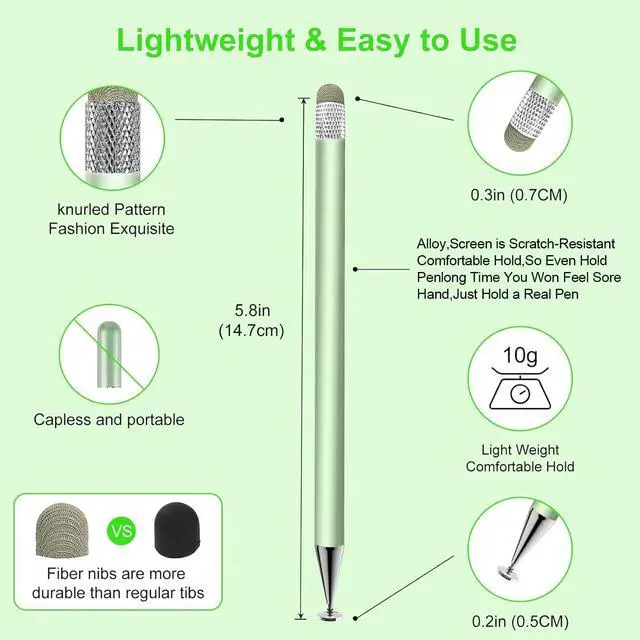 Alt view image 3 of 7 - Stylus Pen for Touchscreen,3pcs 2in1 High Precision Sensitivity Stylus, Suitable for iPhone/ipad/Android Stylus for ipad,Compatible with Touch(Green/Purple/Rose Gold + 4Tips)